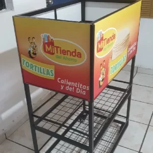 Exhibidor porta hielera con 2 parrillas