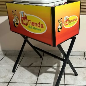 Exhibidor porta hielera tipo tijera